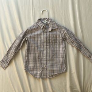 Janie and Jack purple and white boys button up shirt - Size 5